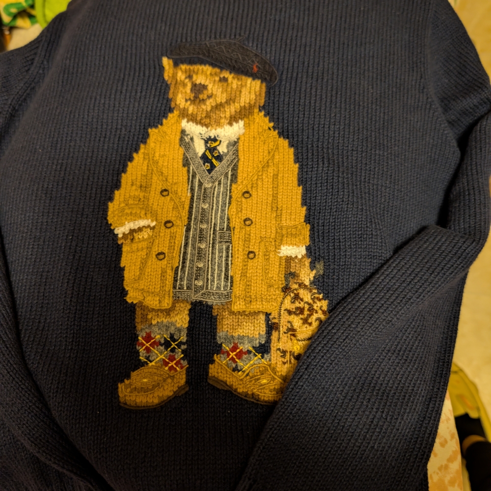 Polo Ralph Lauren Navy Sweater with Bear Motif